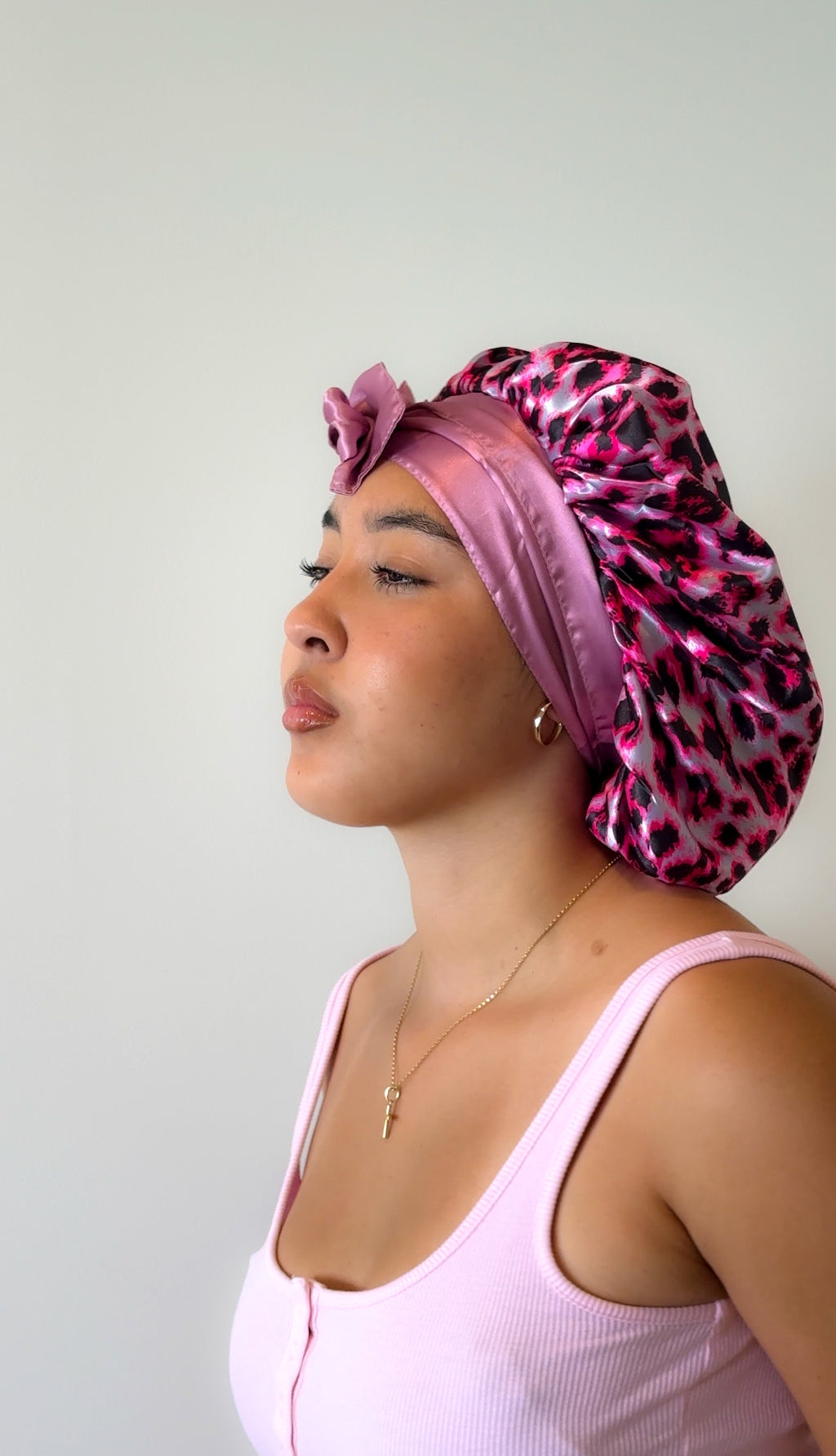 Pink Cheetah Print Bonnet