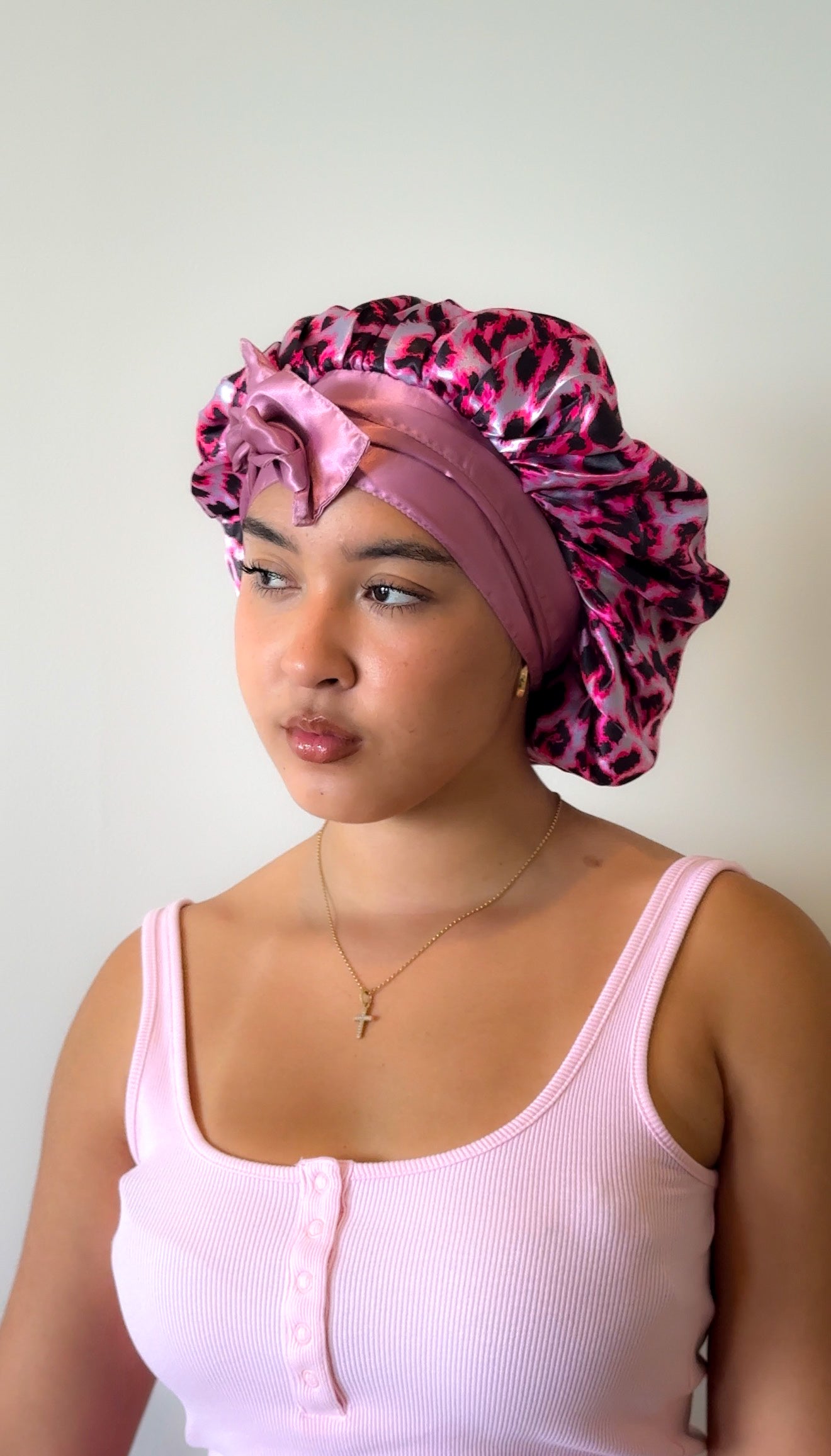 Pink Cheetah Print Bonnet