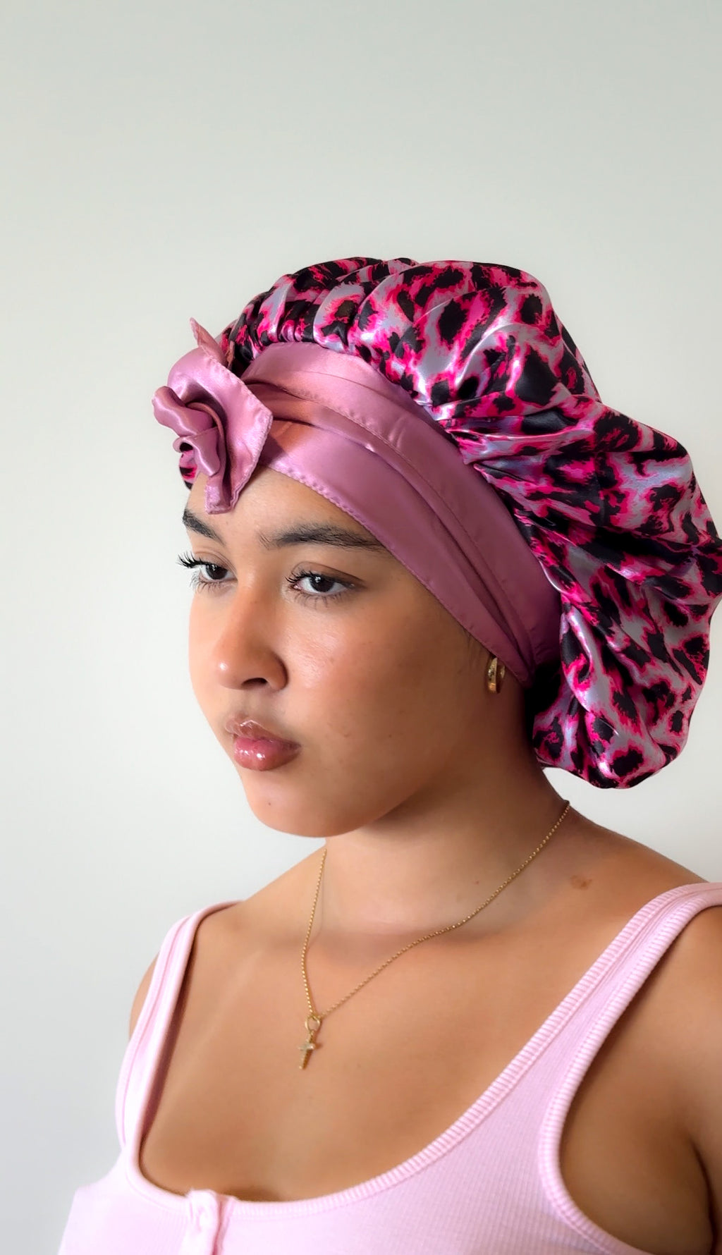 Pink Cheetah Print Bonnet